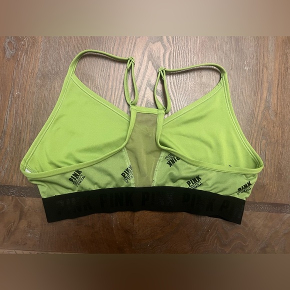 PINK Victoria's Secret Green Sports Bra with Logo Pattern - Picture 3 of 4